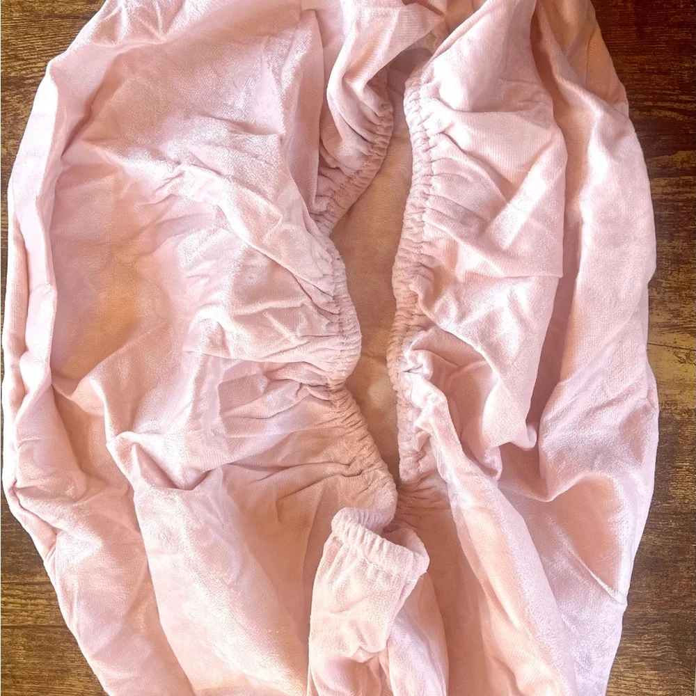 Soft Pink Velvet Ottoman Cover